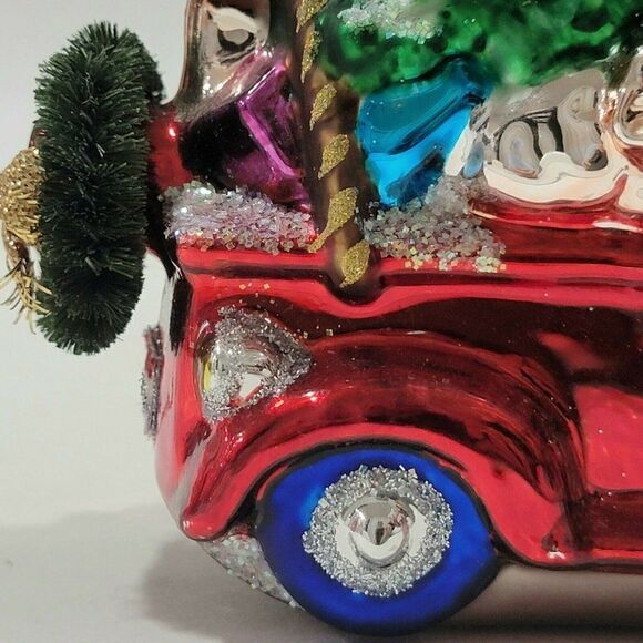 BRN License Christmas Ornament Blown Glass Santa w Tree on car Netherlands Flag - Picture 9 of 12